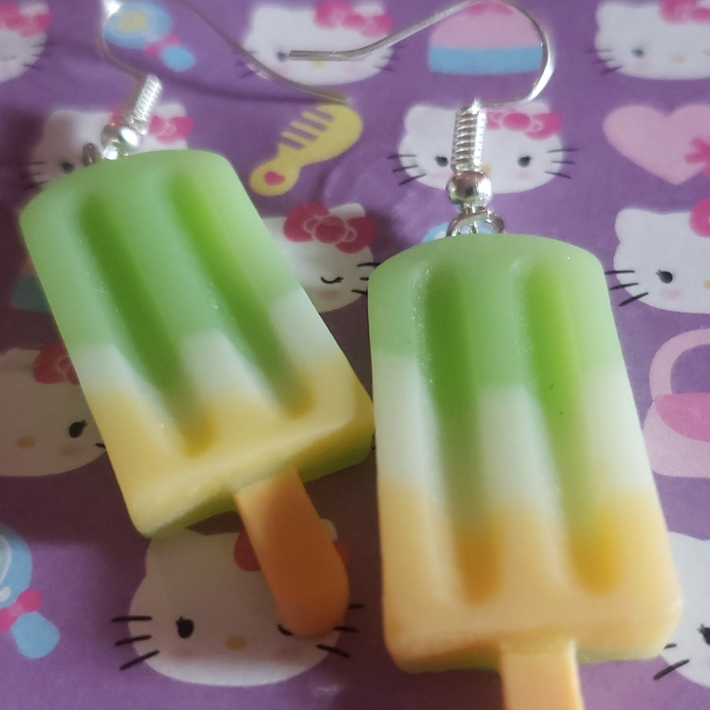 green yellow ombre popsicle earrings - Picture 2 of 3